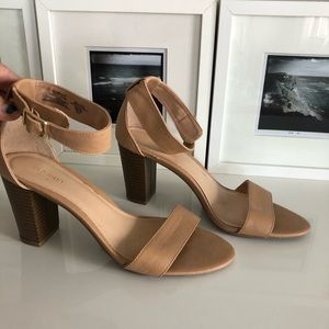 Old Navy Nude Block Heel Ankle Strap Sandals
